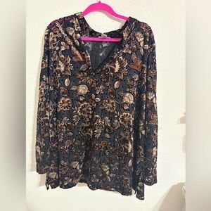 Avenue Black and Brown Floral Blouse